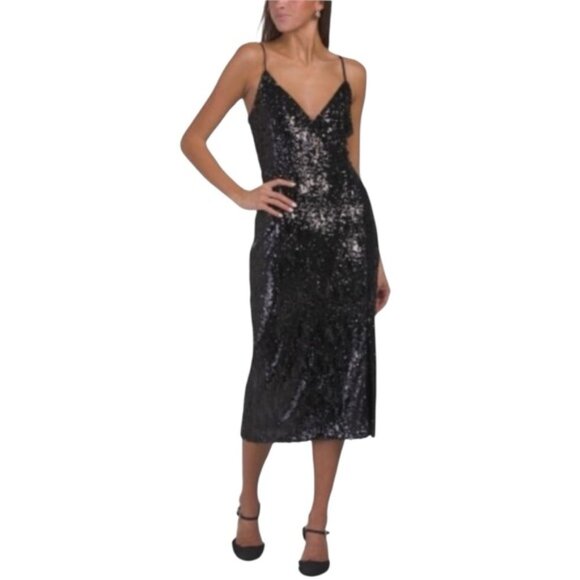 Ramy Brook Leanne Sequin Sleeveless Midi Dress Black Size 8 NWT - Picture 11 of 11